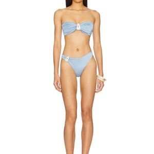 Revolve Blue Bandeau Bikini Set